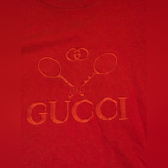 GUCCI Tennis Logo Short Sleeve T-Shirt Size Medium - Picture 2 of 16